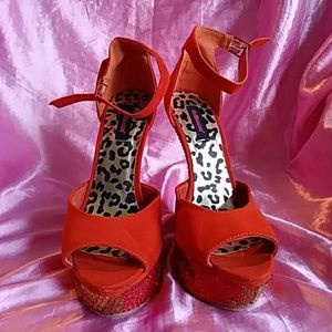 Orange & Sparkly Wedge Heels